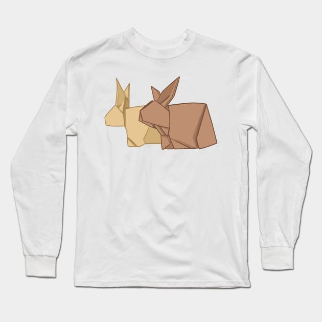 Brown Origami Bunny Couple _ Bunniesmee Long Sleeve T-Shirt by GambarGrace